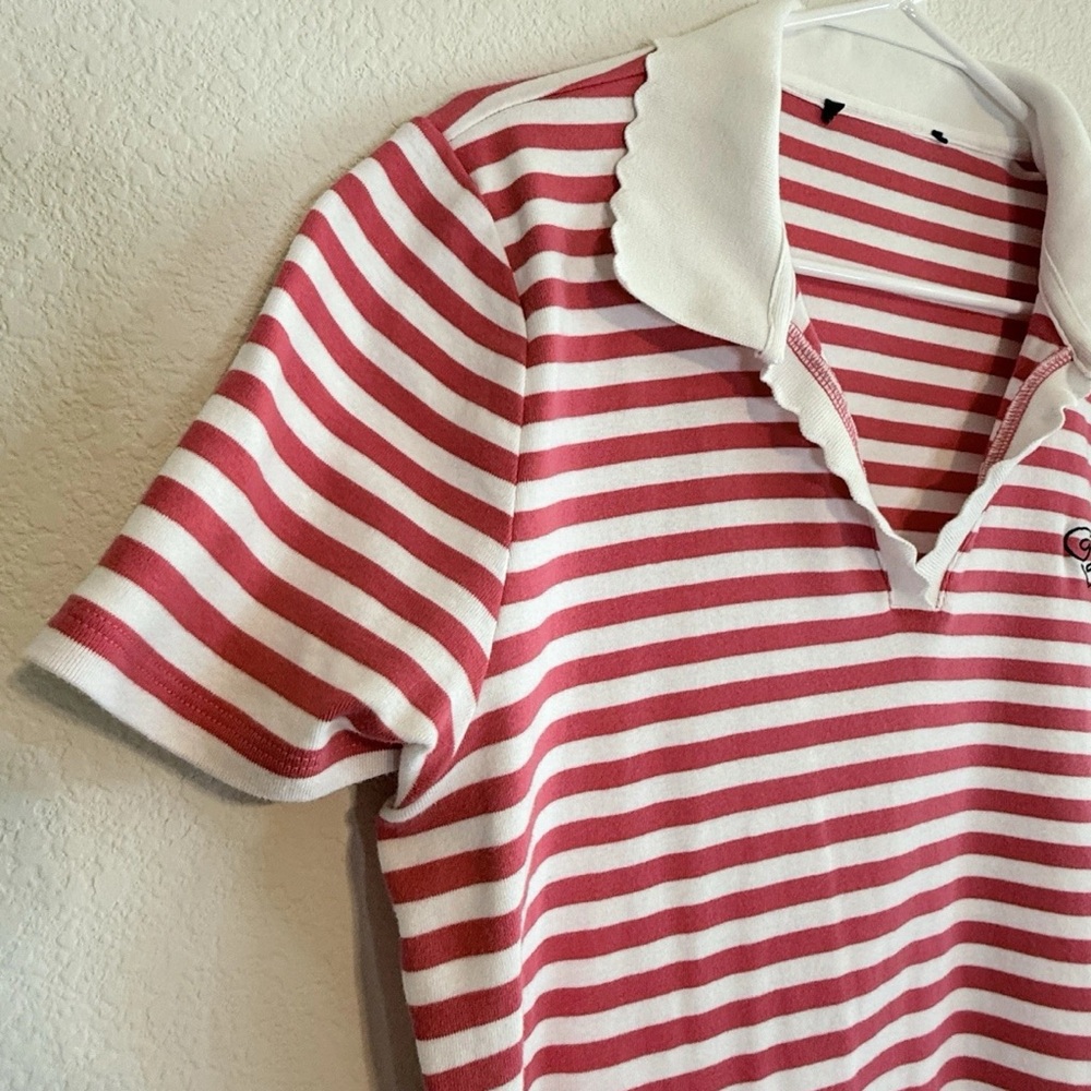🆕 Tommy Hilfiger XL Striped Polo Dress - Pink White Scallop Collar 🆕 NWOT - Picture 14 of 16